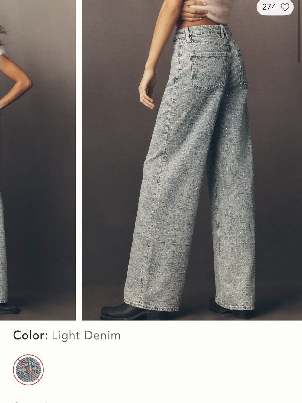 Good American Light Denim Good Skate Crystal Wide-Leg Flare Jeans